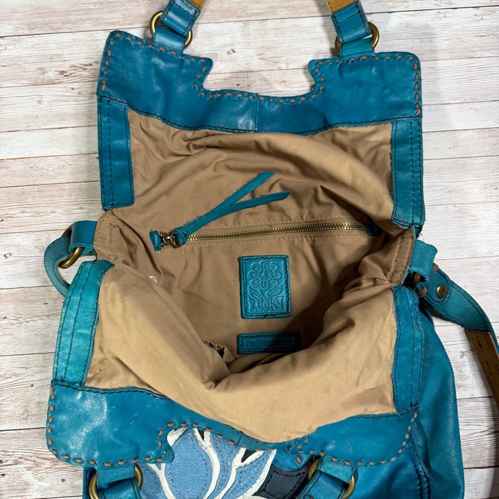 Lucky Brand Abbey Road Turquoise Floral Leather Bag - Picture 9 of 9